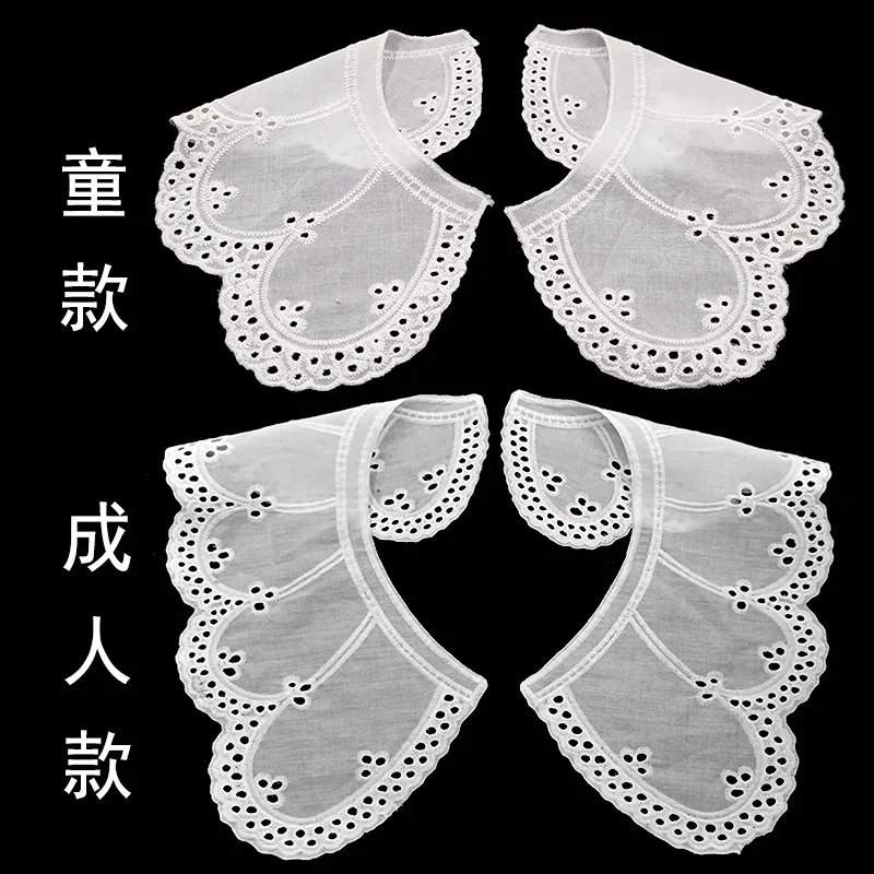 Cotton Punched Pair of Flowers Cotton Cloth Embroidery Shoulder Collar DIY Lace Accessories Cotton Engraved Hole Embroidery Lace