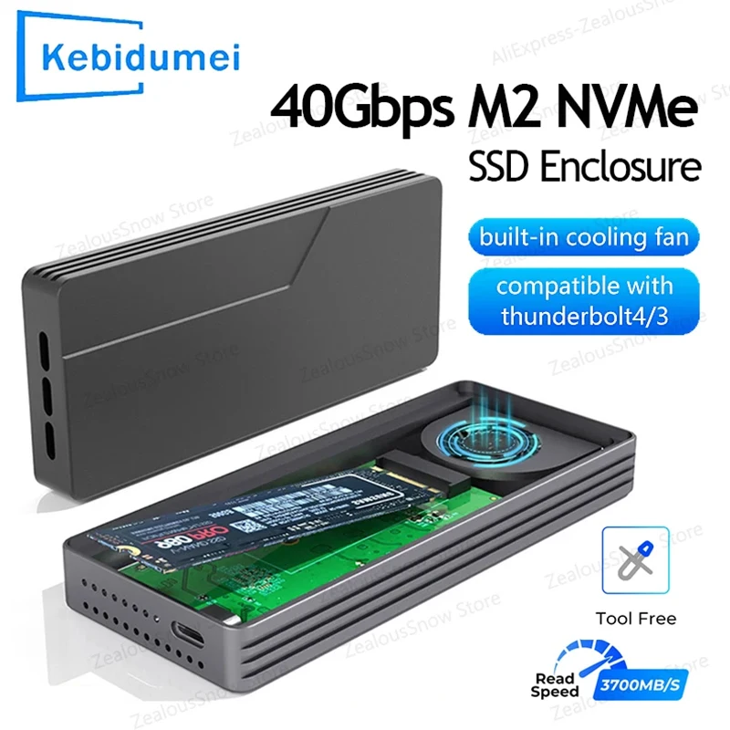 

USB4 40Gbps NVMe SSD Enclosure 8TB Built-In Cooling for M.2 NVME PCIE Case Vest Aluminum Case Compatible with Thunderbolt 4/3