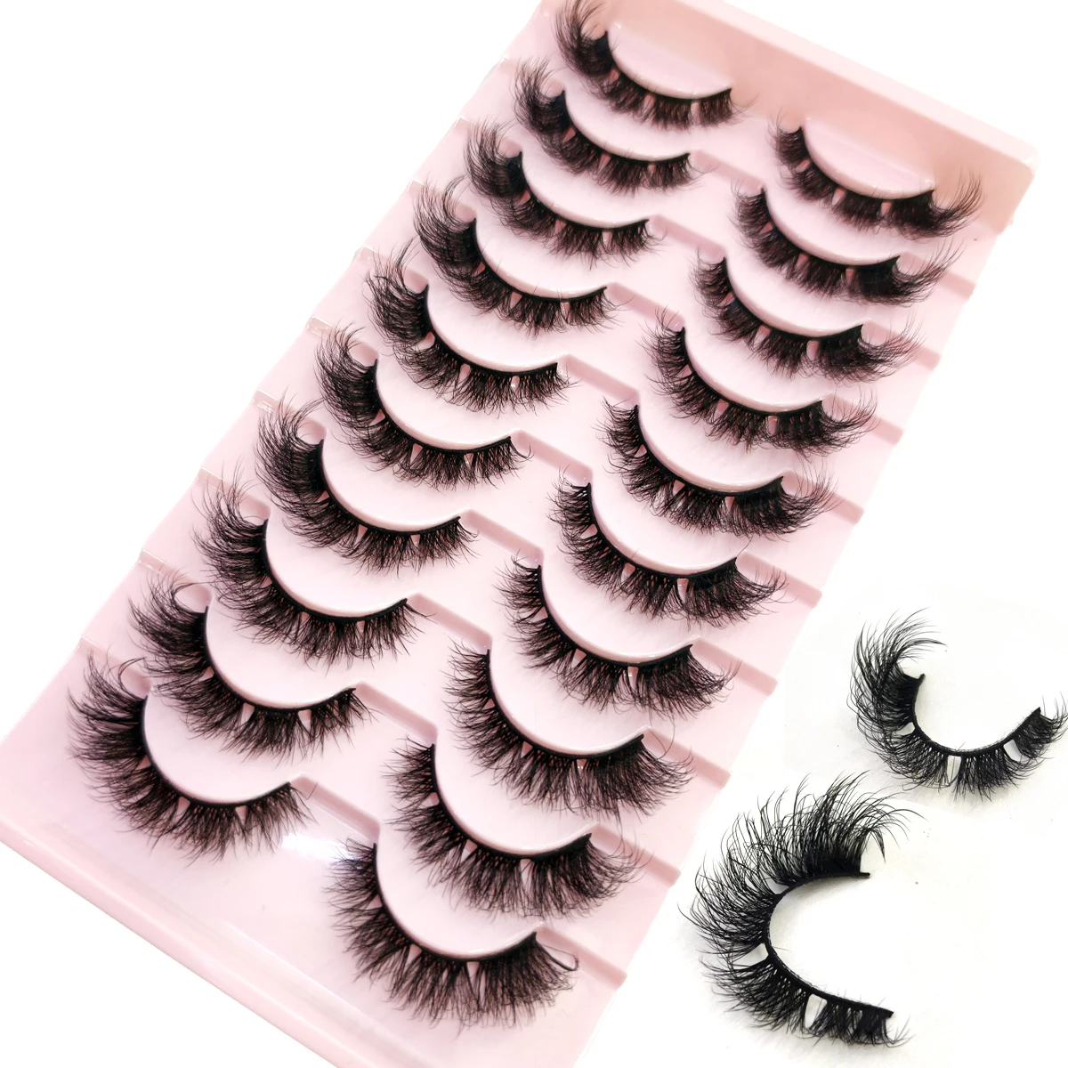 10 Paar Mix-Wimpern aus Nerz, flauschig, dramatisch, falsche Wimpern, natürlich, lang, künstlicher Nerz, dünne, künstliche Wimpern, sieht aus wie Verlängerung XH01 – Detail 8