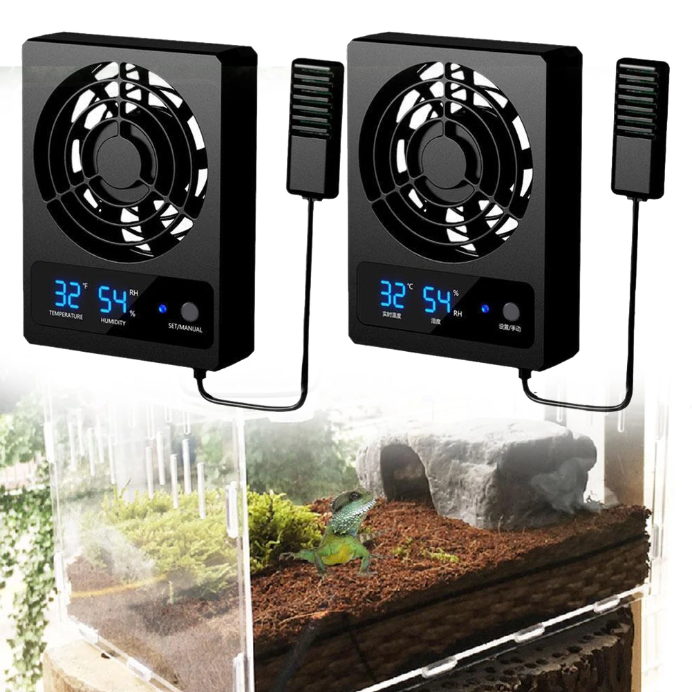 

Temperature Controlled Fan Cooling Fan For Reptile Tank With LED Display Indoor Air Quality Fans Improving Air Circulation