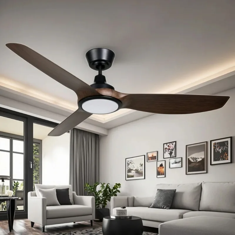 Quiet 52-Inch Smart LED Ceiling Fan High Power Modern Decoration for Home Office Bedroom ABS Lamp Body DC Motor 220V