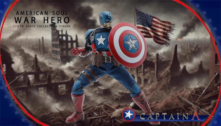 Original Joy Man Toys War Hero Captain American Soul Action Figure 1/12 Scale Collectible JMToys JM003 Kid Toy Birthday Gift