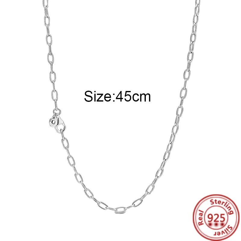 925 Sterling Silver Charms Colar para Mulheres, 100% Autêntico, Clássico Fashion Link Chain, Pingente de Jóias DIY, Fabricação de Colar