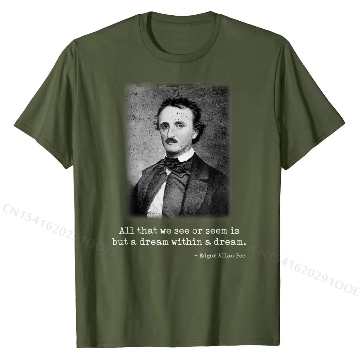 Edgar Allan Poe Citaat Alle Dat Zien We Beroemde Auteur Citaat T-shirt Ingericht Mannen Top T-shirts Katoenen Tops T-shirt unieke