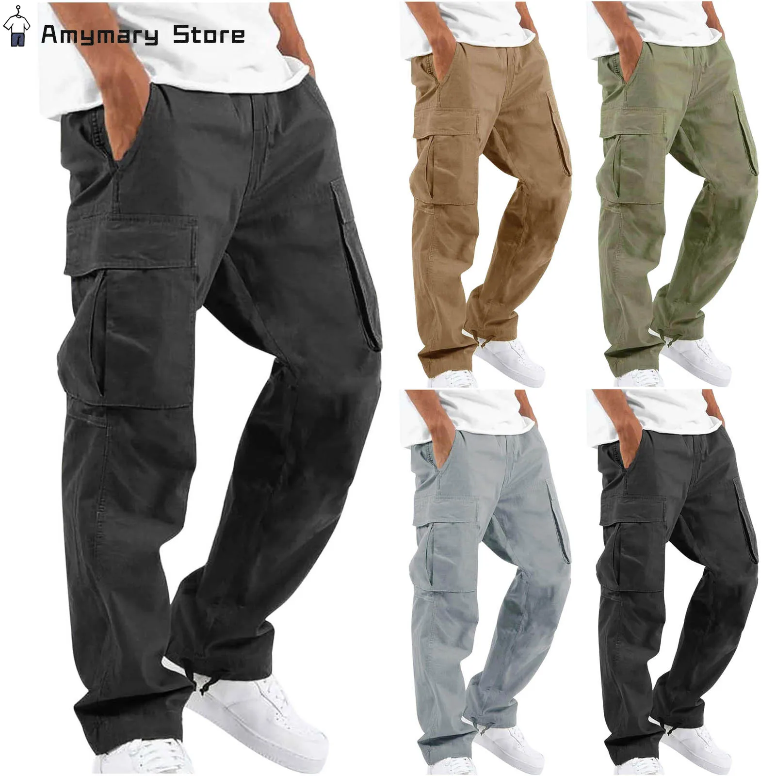 Spring New Mens Cargo Combat Work Trousers Chino Cotton Pant Work wear Jeans size 32-44 Cotton Blend for Men Casual Big Pocket