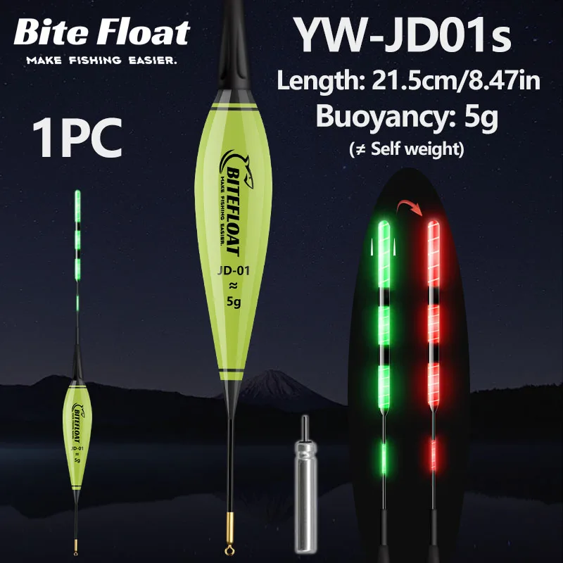 1/2 Stück Nacht-Smart-Angelköder mit LED-Licht, Bissanzeiger, Farbwechsel-Band, CR425 Batterie 5-20g Smart Float