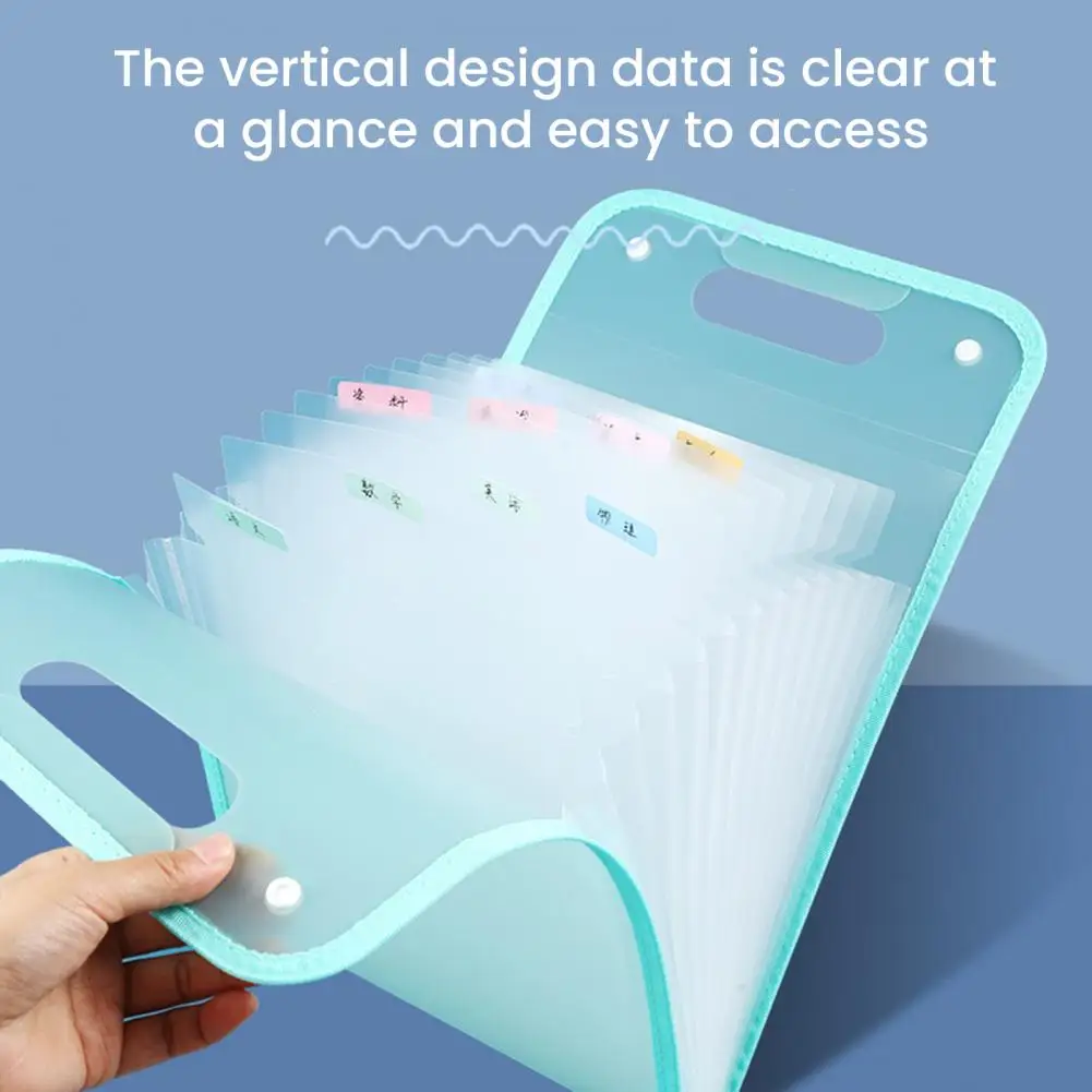 File Folder Organizer Plastic Expanding File Folder with 13 Pockets Handle for A4 Letter Size Paper Document for School