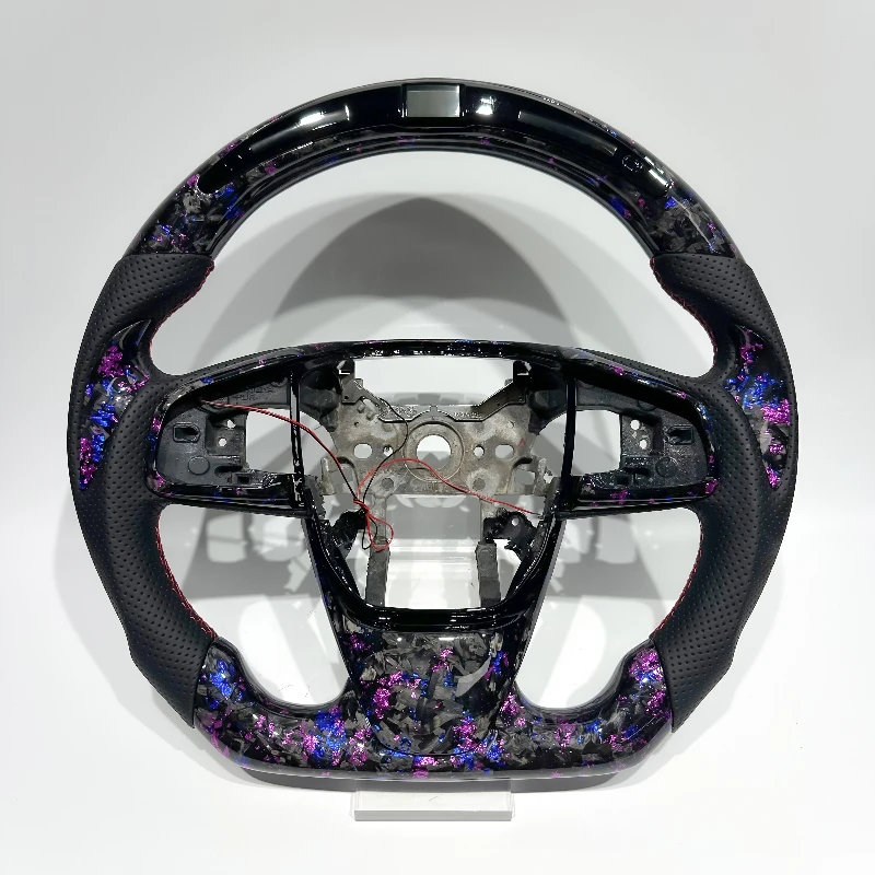 

Рулевое колесо со светодиодной подсветкой для Honda Civic 10-го поколения 2010 2015 2018 2022 2024, качественное гоночное колесо из кованого углеродного волокна