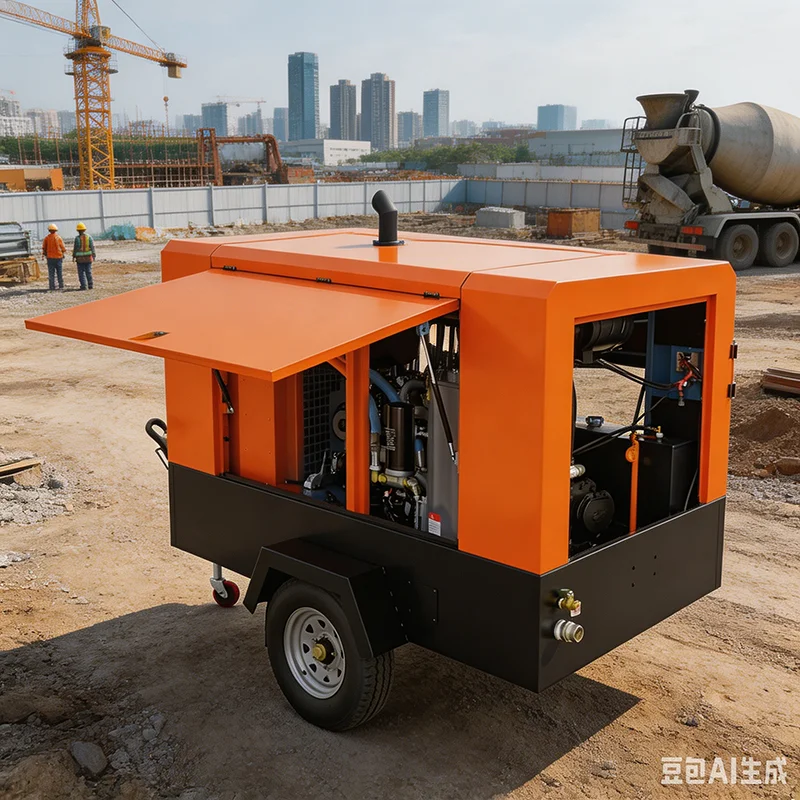 Trailer Diesel Screw Air Compressor 290CFM13bar Air Cooled for Tunnel Construction Pneumatic Drilling Sandblast Job