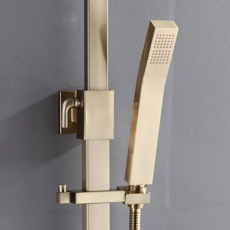 Système de douche thermostatique pour centre commercial, baignoire murale, douche pluie dorée, chaud et froid, ensemble de bain numérique HOLED, brosse de luxe