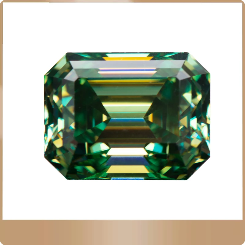 

Moissanite Stone Primary Color Yellow Green Emerald Cut Gemstone Lab Grown Diamond Jewelry Making Materials GRA Certificate