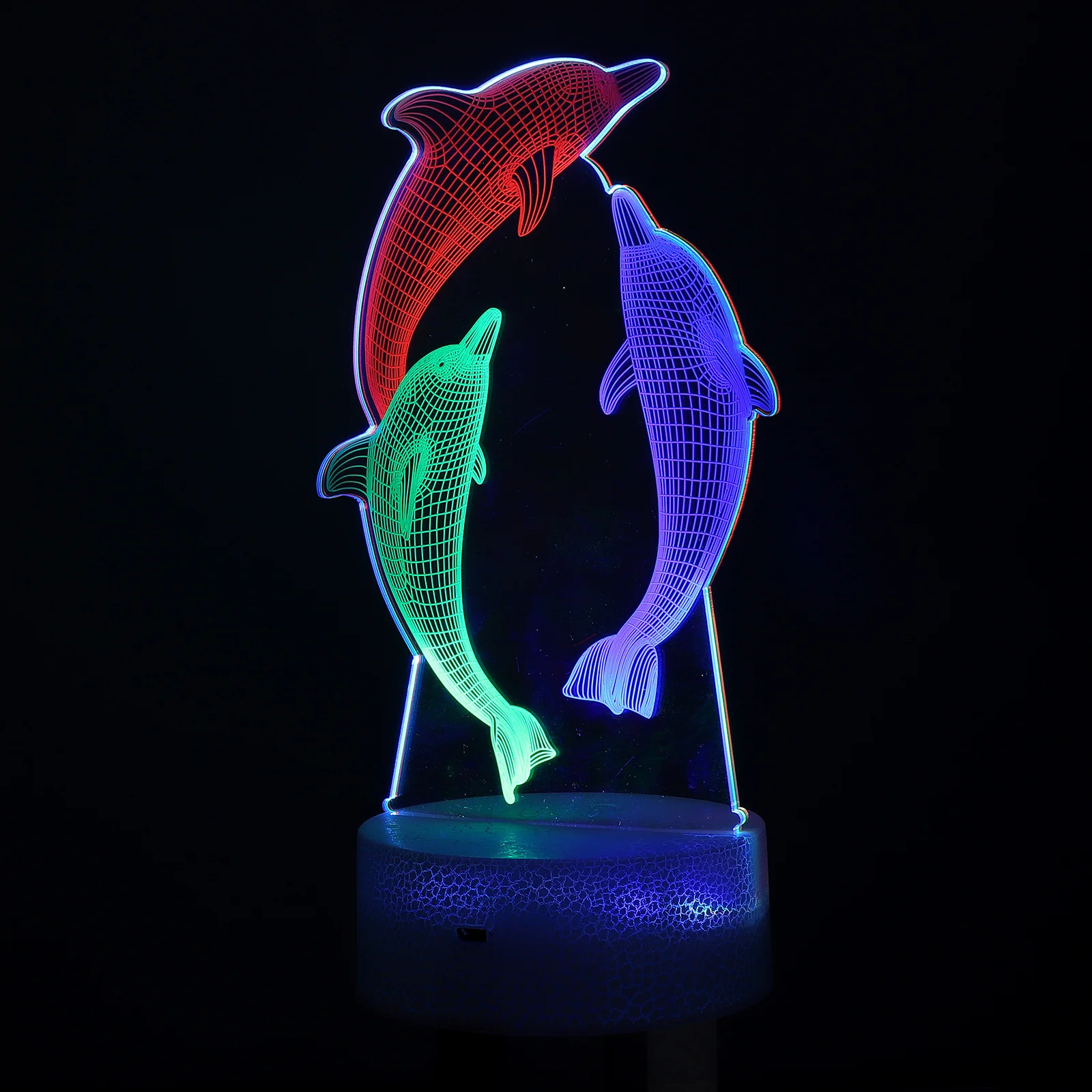 โคมไฟรูปปลาโลมา 3 มิติ สัมผัสเปลี่ยนสี ไฟ LED สร้างภาพลวงตา ตกแต่งข้างเตียง โคมไฟกลางคืน 3 มิติ สัมผัสเปิด-ปิด