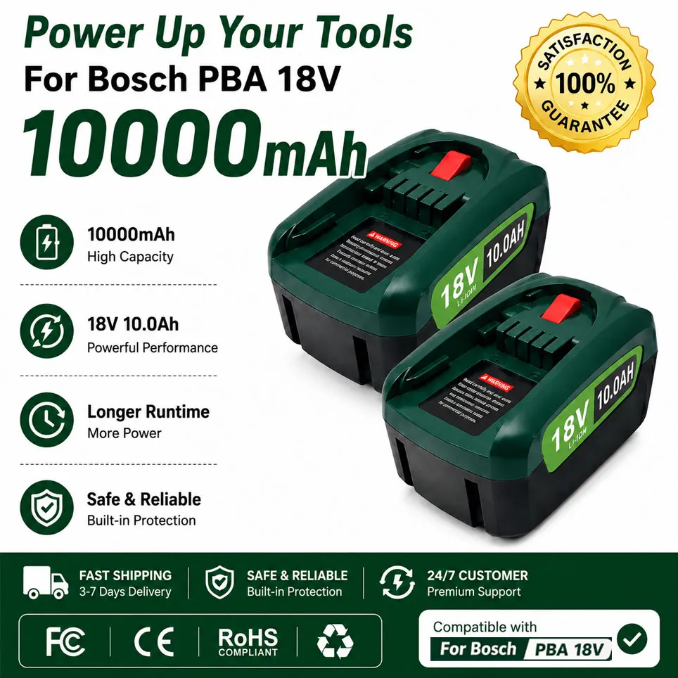 Für Bosch 18V 10000mAh Li-Ionen Ersatz-Werkzeugakku PBA PST PSB PSR Bosch Heim- und Gartenwerkzeuge AL1810CV AL1815CV