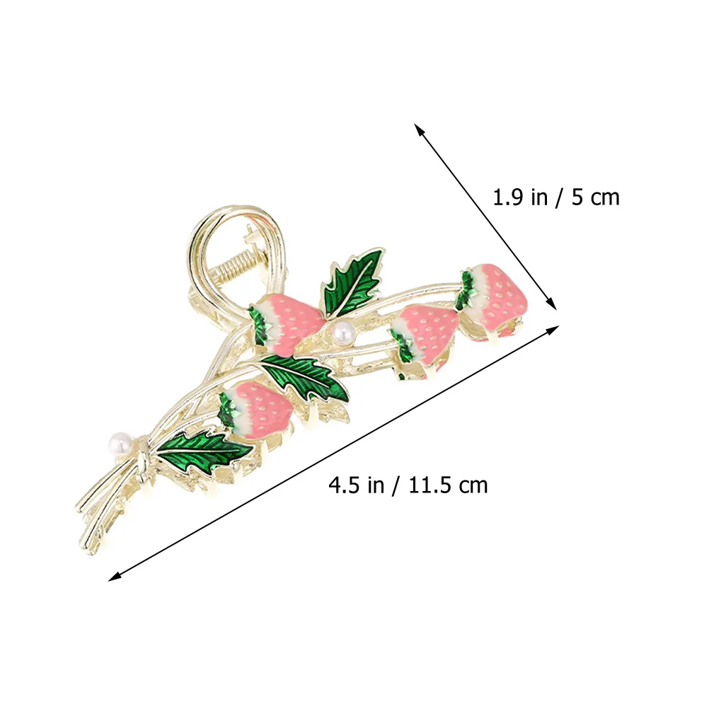 

2 Pcs Hairpin Claw for Banquets Claws Accessory Girl Strawberry Charming Clip Jaw Alloy Clips Kawaii Durable