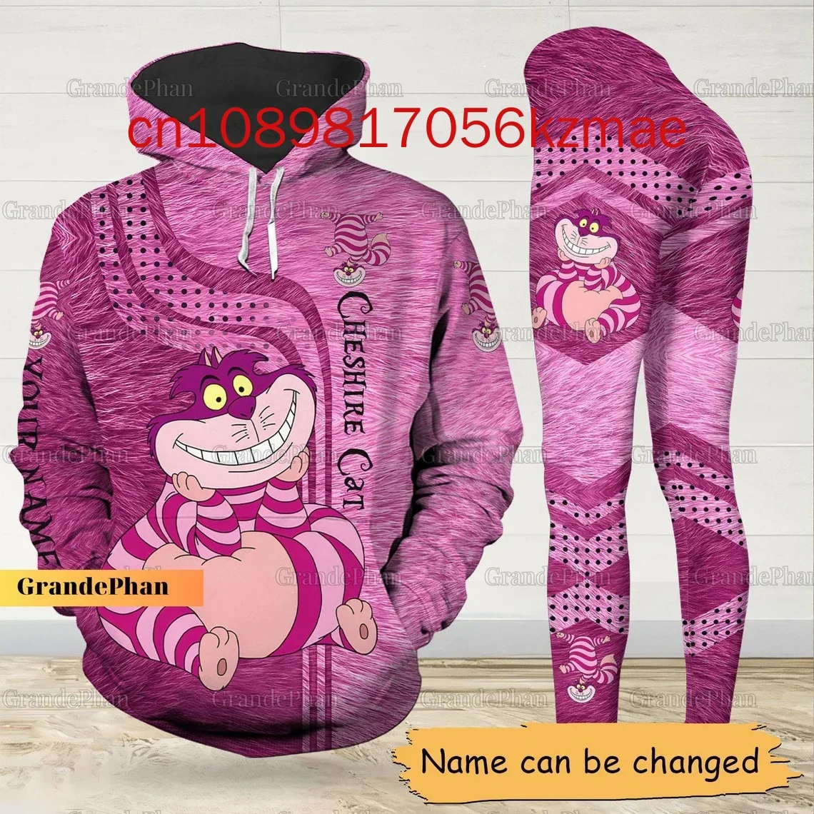 New Free Custom Disney Cheshire Cat Hoodie Leggings Suit Women\'s Diseny Hoodie Yoga Pants Sweatpants Fashion Tracksuit Sets