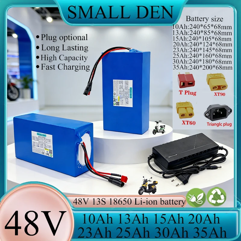 new 18650 48V 35Ah 13Ah  20Ah 23Ah 10Ah 30Ah 35Ah Lithium battery pack 13S With BMS For 1500W Electric scooter + 54.6V Charger