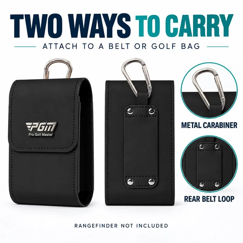 PGM Golf Rangefinder Case Magnetic Closure Microfiber Leather Protective Pouch with Belt Loop Carabiner Golf Accessories SOB021