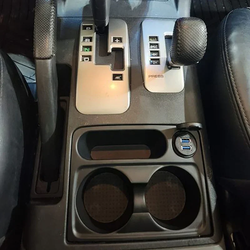 Center Console Cup Holder With Dual USB Charger For Mitsubishi Pajero 3 V73 V75 V77 Montero Shogun Interior Storage Box