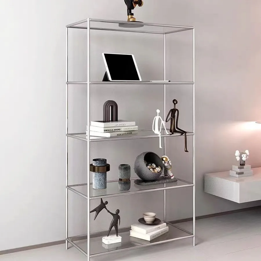 

Internet celebrity light luxury stainless steel wall multi-layer rack new display cabinet stainless steel storage rack