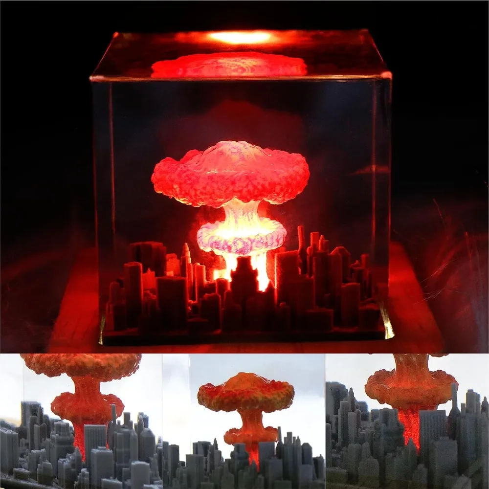 High Quality Rechargeable Epoxy Resin Night Light Lava Lamp USB Volcano Eruption Ornament Resin 3D Mini Lava Lamp Home