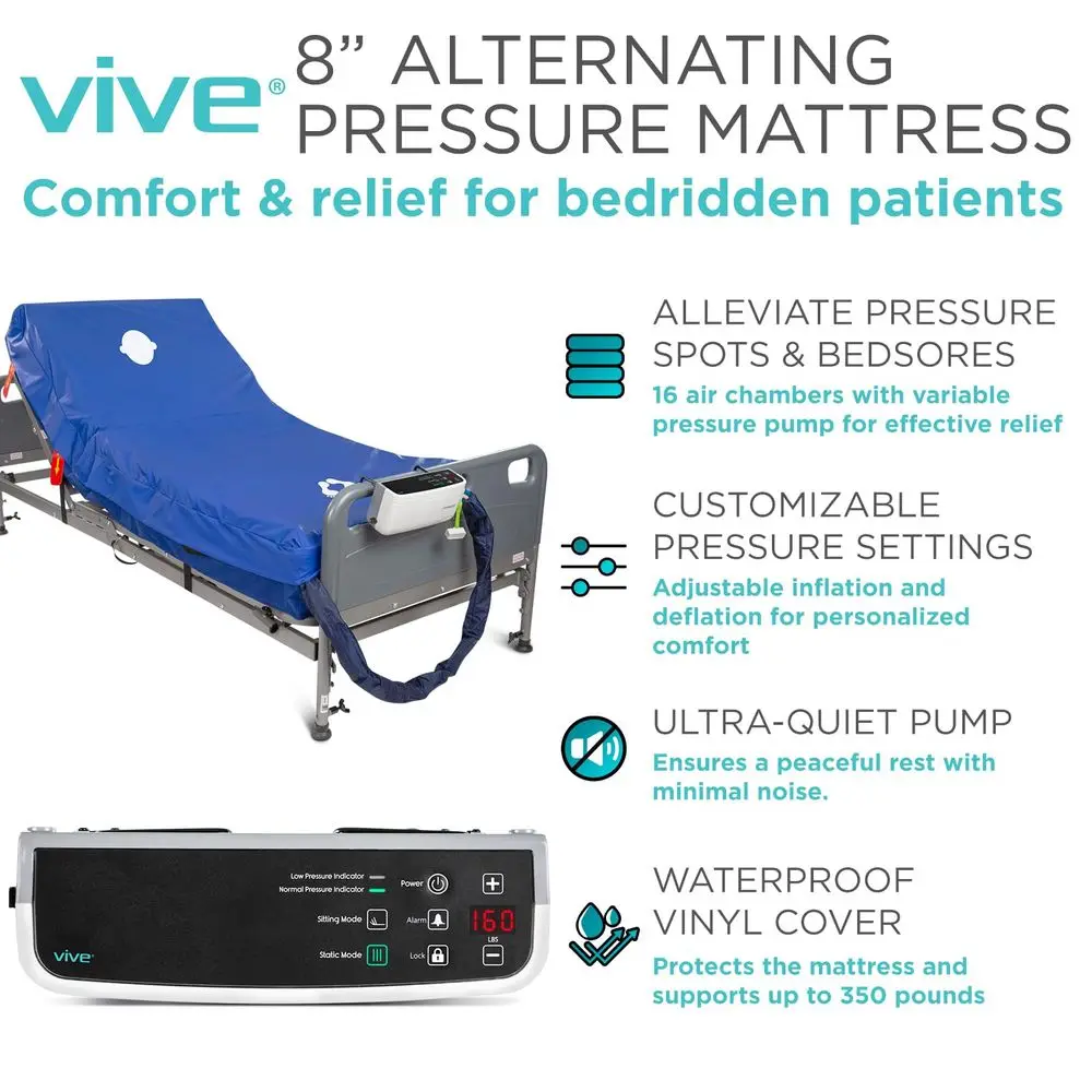 8 Alternating Pressure Mattress Low Air Loss Hospital Replacement Mattress Medical Bed Topper for Pressure Ulcers and Bed Sores