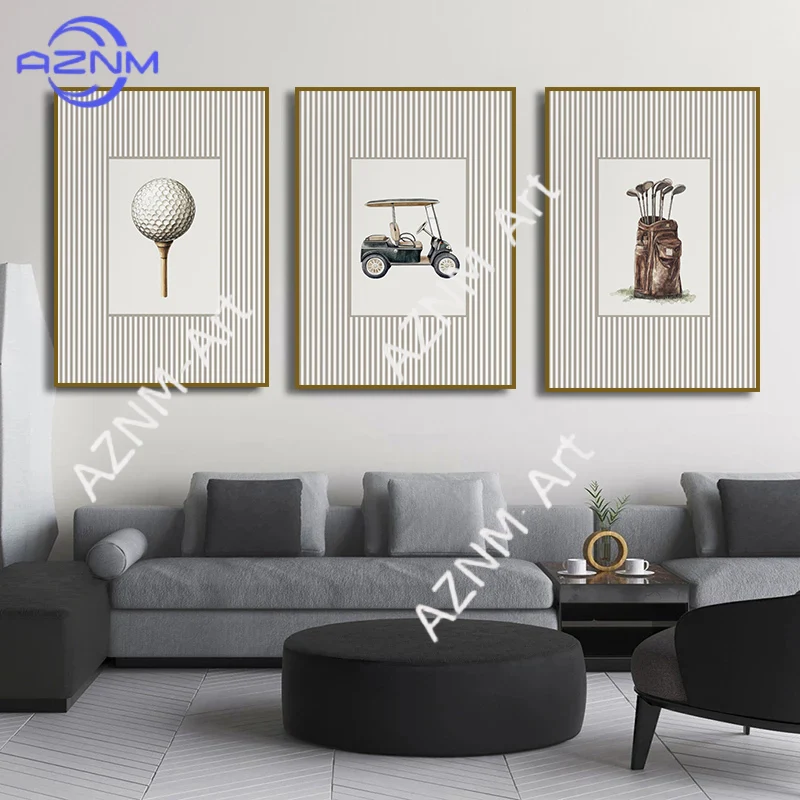 Teddy Bear Golf Bag Ball Golf Course Tiny Golfers Poster Canvas Painting Print Wall Art Picture for Living Room Home Decor