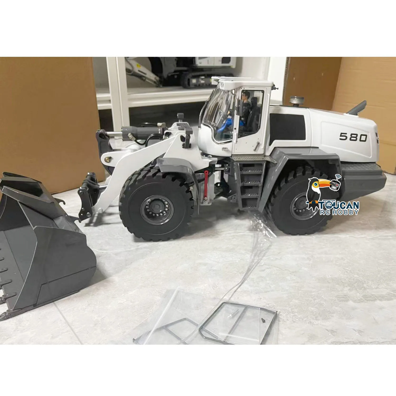 XDRC 580 1/14 Hydraulic RC Metal Wheeled Loader ST8 Remote Control Car Model with Sound Light Set Painted Assembled RC Toy