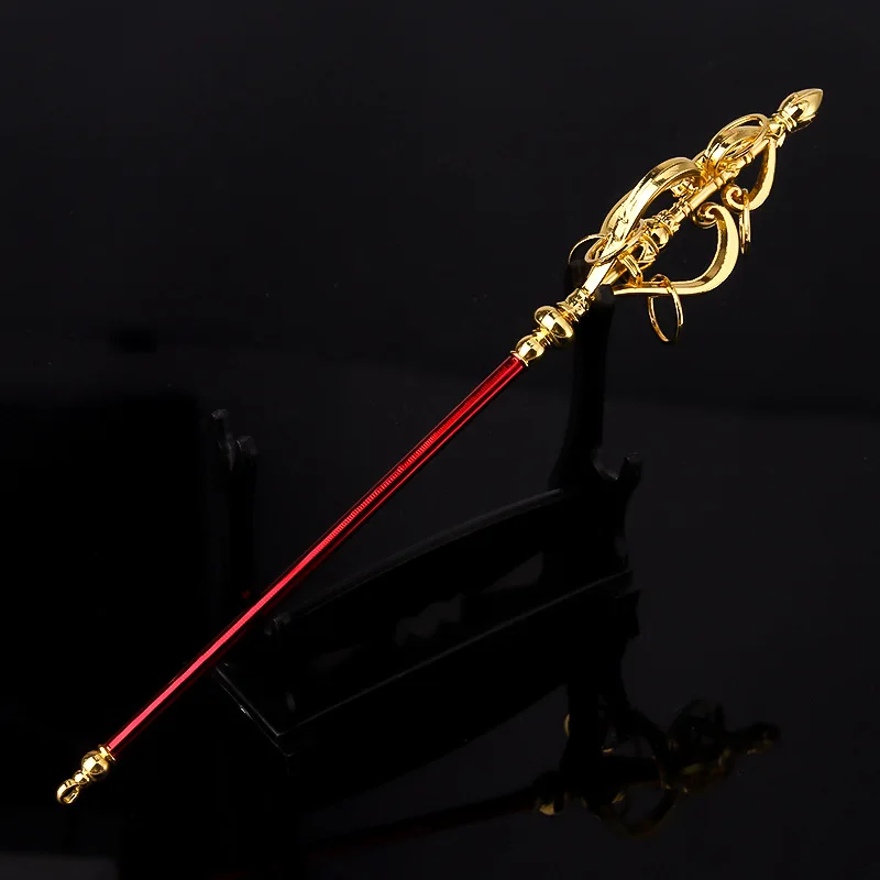 22 سنتيمتر/8.66in رحلة إلى الغرب تانغ الراهب تسعة حلقات القصدير قضيب سبيكة نموذج المفاتيح سبائك الزنك حلية سلاح لعبة السيف الصبي هدية #2