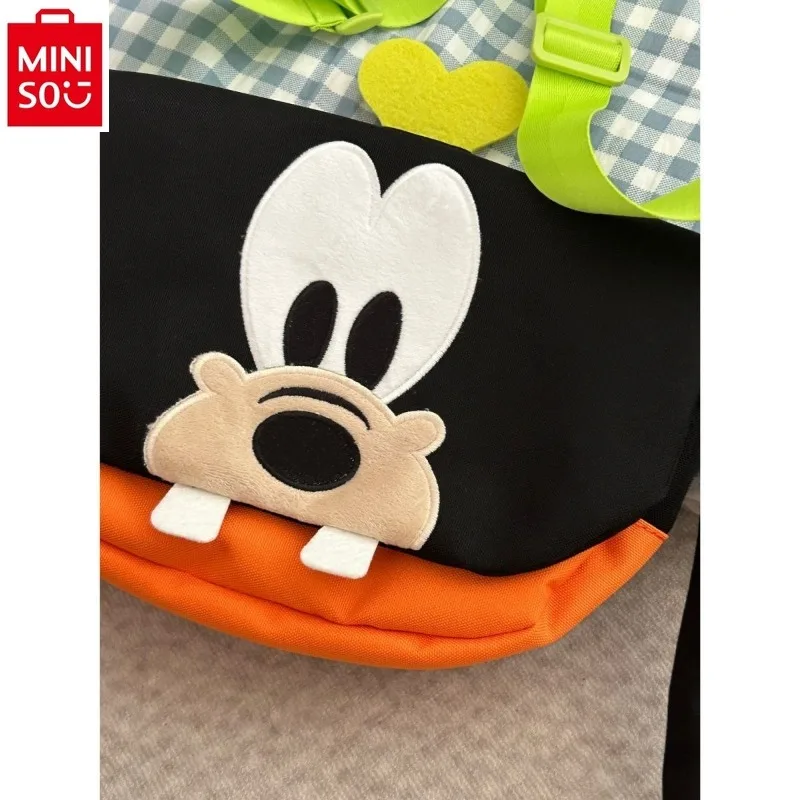 MINISO Retro Disney Goofy Cute Cartoon Canvas Handbag Couple Multi functional Storage Versatile Crossbody Phone Bag