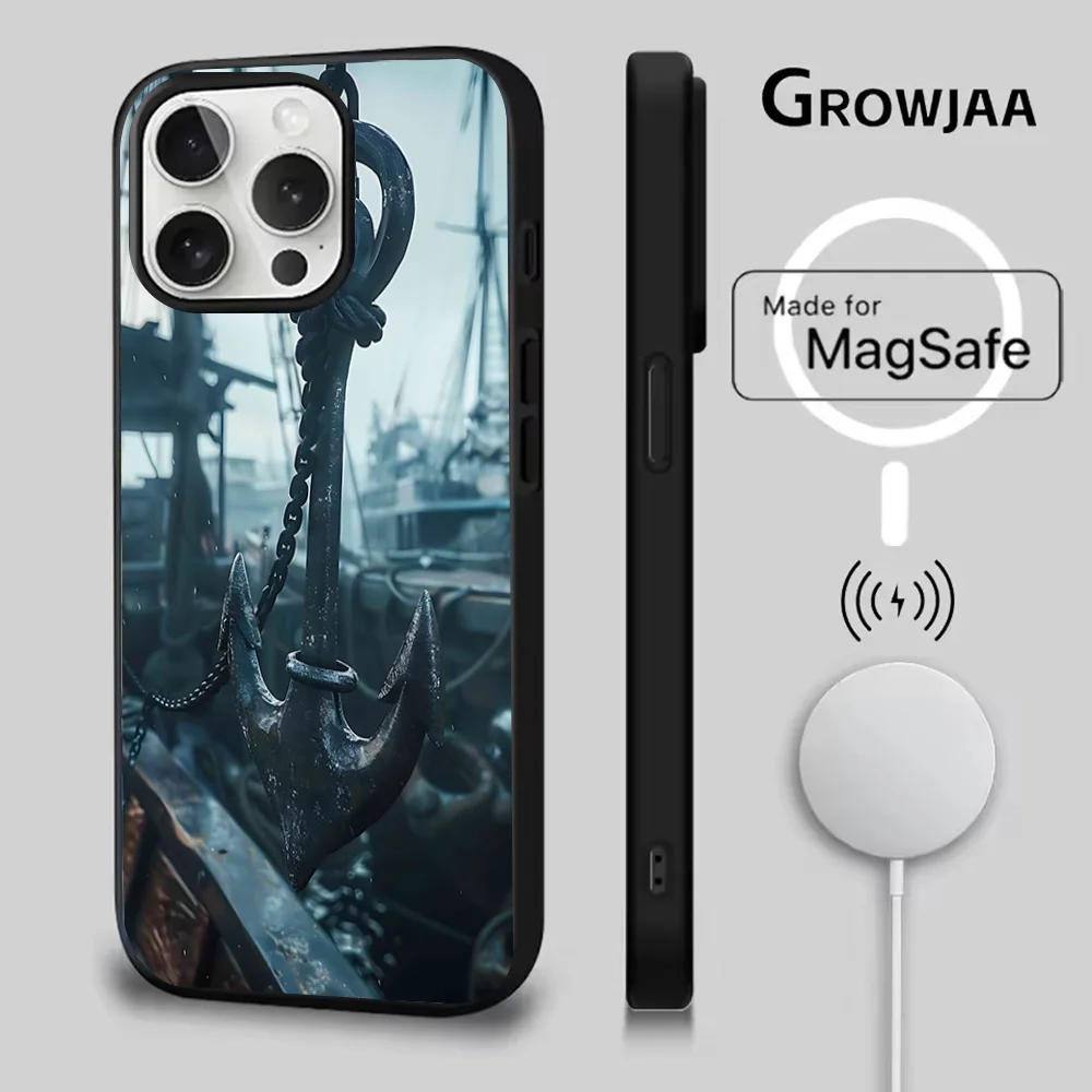 Anchor Sailing Phone Case For iPhone 16e,16,15,14,13,12,11,Plus,Pro,Max,Mini Magsafe Magnetic Wireless Charging