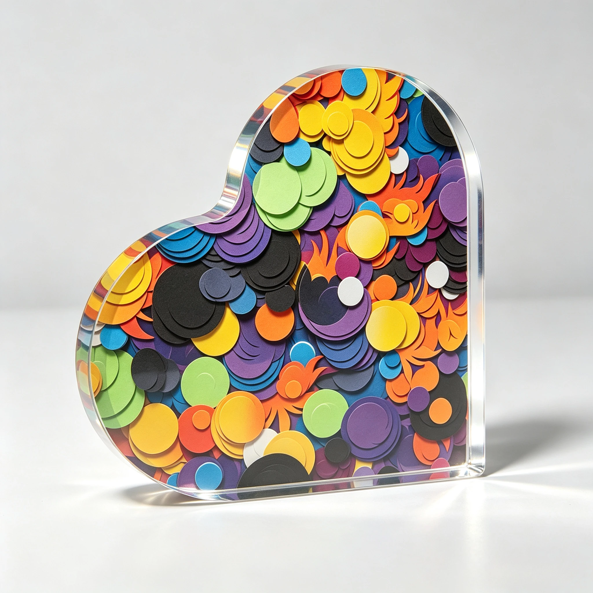 Acrylic Gift Decorations Heart Shape Acrylic Plaque Color decorative pattern Retirement Gifts Acrylic Heart Shape Decor Valentine's Day Holiday Home Decor for Table Office Desk Acrylic Gifts