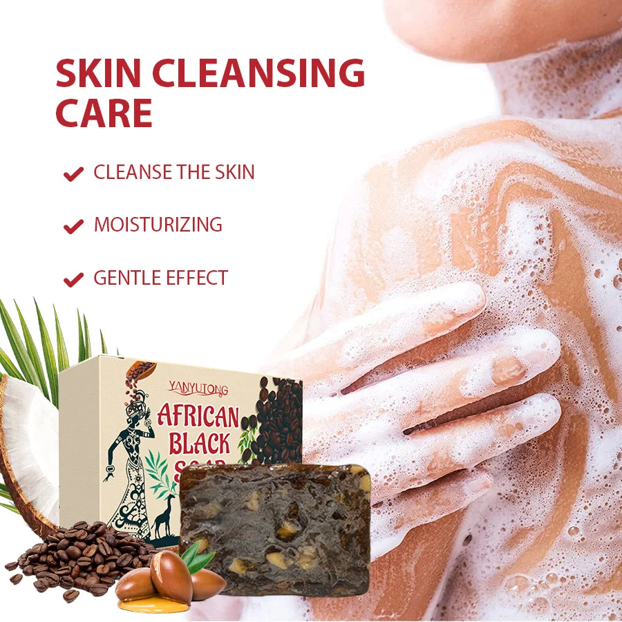 Handmade African Black Soap with Shea Butter Ideal for Cleansing and Bathing Coffee Scented
