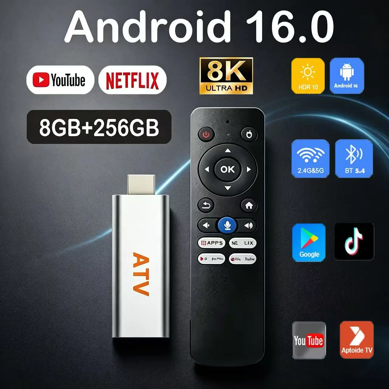 Smart Q15 TV Stick Android 16 8K TV Stick 8GB 256GB Google Assistant H313 Dual Wifi 5G BT6.0 Media Player  Fast Set Top TV Box