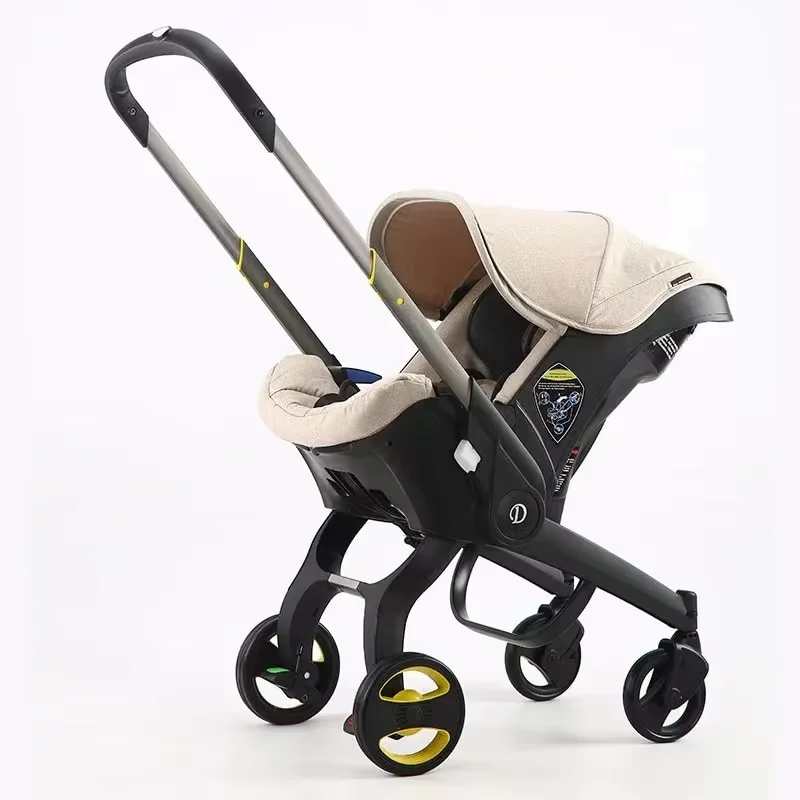 4-in-1 Babywandelwagen Autostoel Combo Opvouwbaar Reissysteem met wieg 5-punts gordel Anti-terugslagbescherming 7kg Lichtgewicht