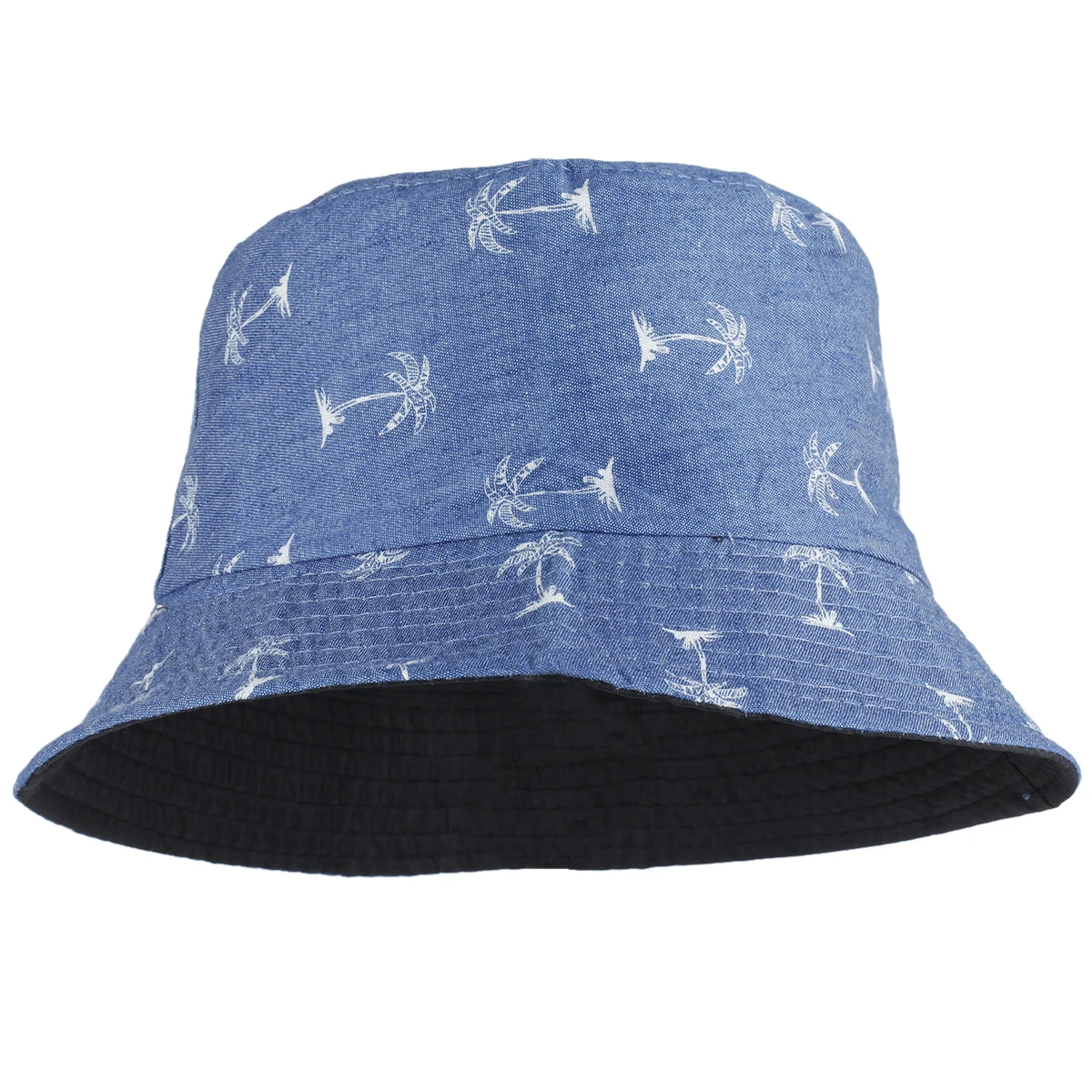 

Summer Vibe Coconut Tree Printing Bucket Hats Flat Top Sun Hat Outdoor Sunscreen Beach Fishing Hunting Cap Unisex Hip Hop Caps