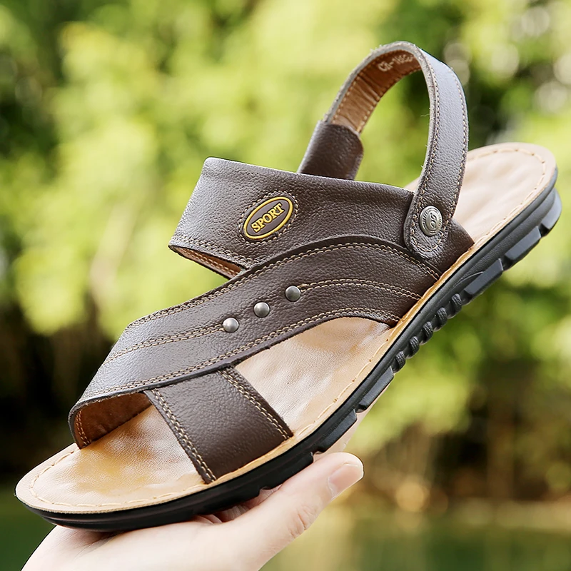 Herren Outdoor Zwei-Wege-Tragesandalen für den Sommer: Bequeme, rutschfeste, weichsohlige Freizeitschuhe, atmungsaktive Strandschuhe zum Autofahren – 1882