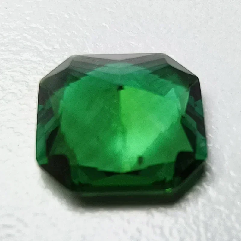 

Lab Grown Zambian Emeralds Square No Corners Hydrothermal Hand Cutting With Cracks Inclusions Inside Selectable AGL Ce