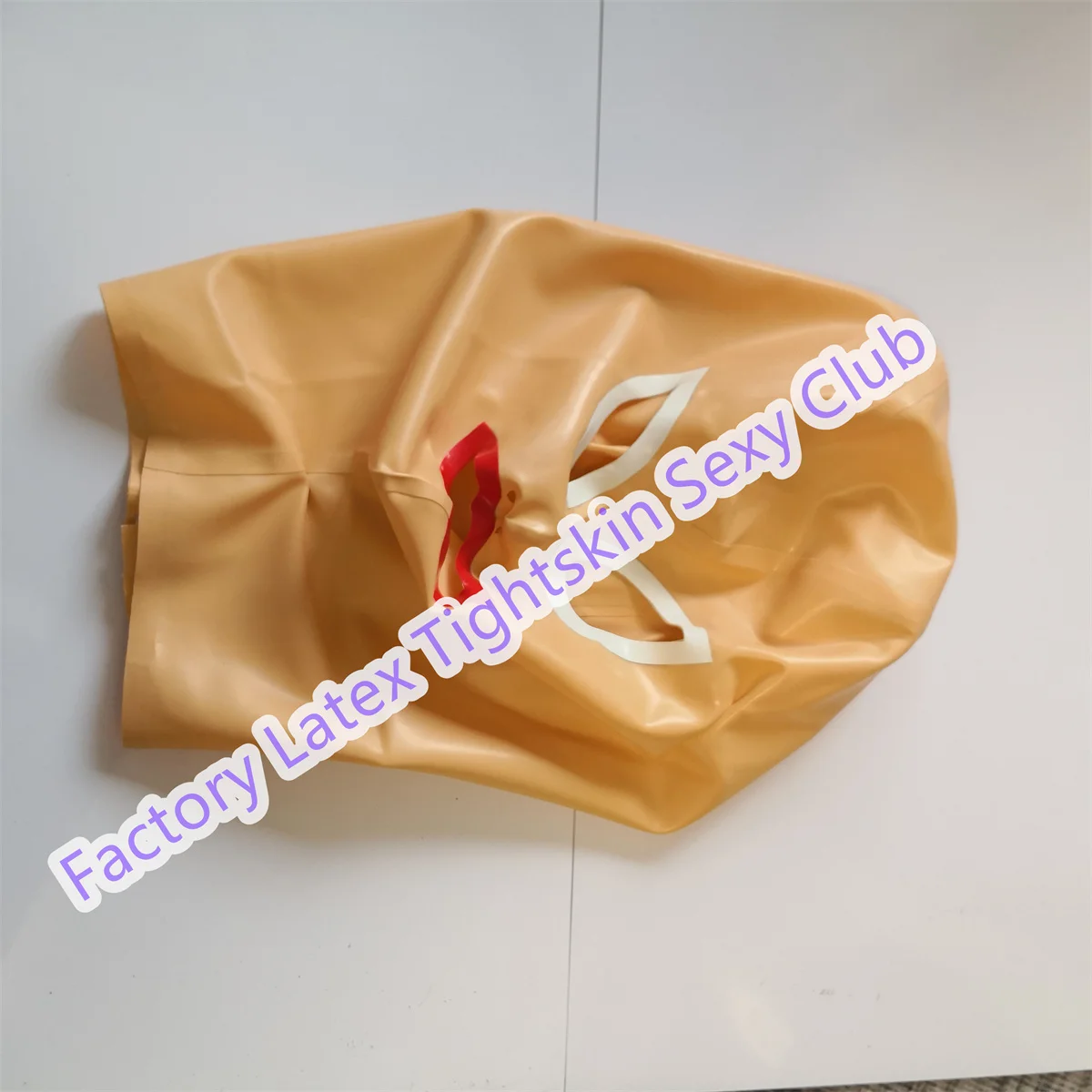 

Latex Hood Rubber Mask Flesh whith White Open Eye Back Zip for Men Women Halloween Cosplay Costumes