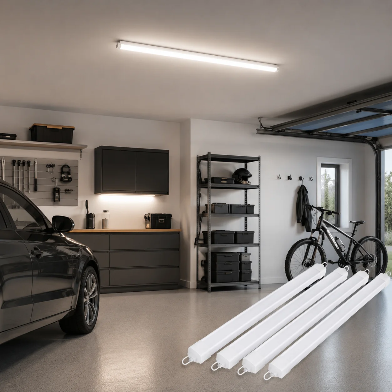 Confezione da 4 lampade a LED da incasso, 36W, con protezione tripla, 120 cm, 3600 lumen, 4000K, luce bianca neutra, IP65, lampade da soffitto sottili per garage, cantina, corridoio, officina,