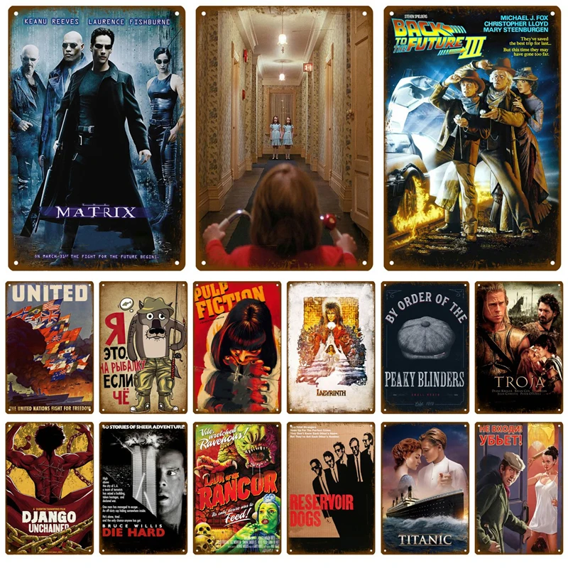 Cinema filme sinal de metal industrial vintage cartaz vintage retro estanho sinal estético sala estar metal decoração da parede arte