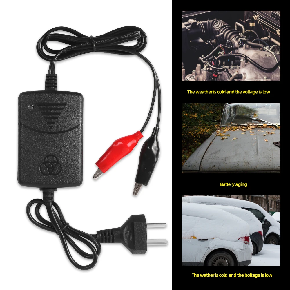 12V 1300mA Smart Battery Charger Rechargeable Sealed Lead Battery Charger EU US Plug With Clip For Car Truck Motorcycle X