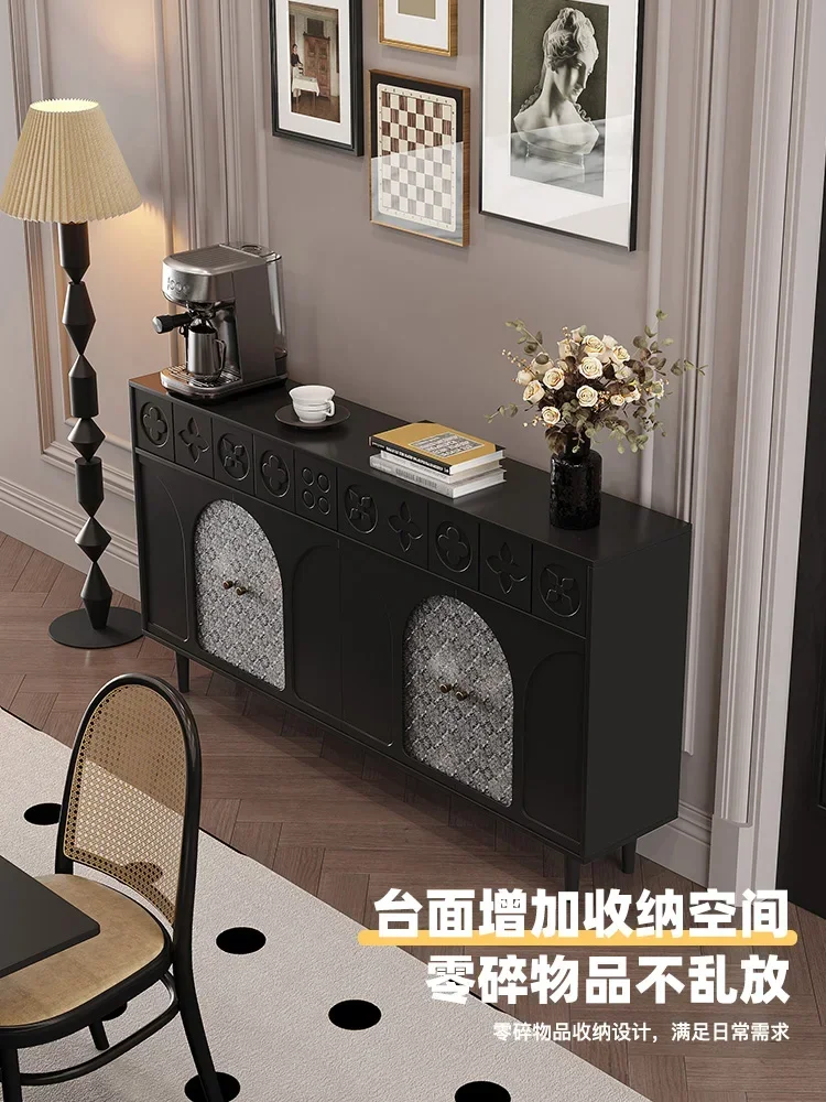 Ultra-Thin Household Storage Large Capacity Tea Curio Cabinet Black Aisle Hallway Storage Cabinet
