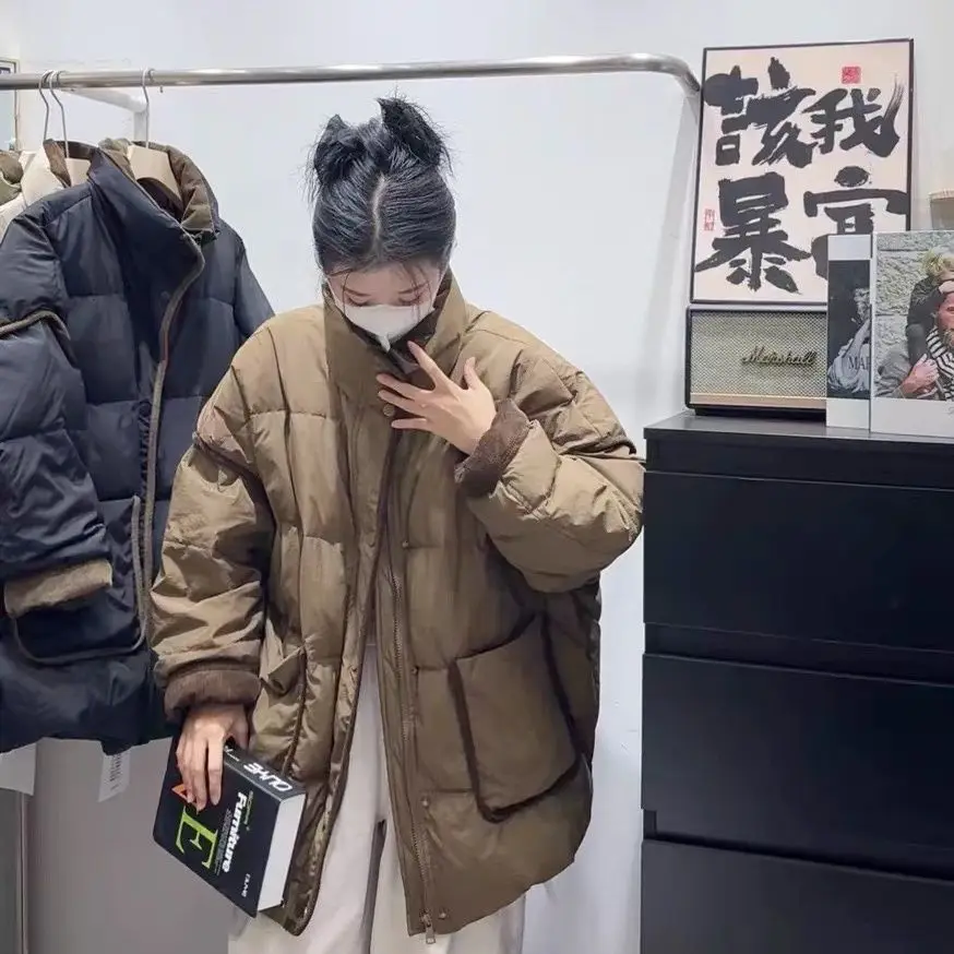 شتاء جديد المرأة أسفل سترة التنقل الترفيه الربط يندبروف الوقوف طوق المتضخم أسفل سترة #2