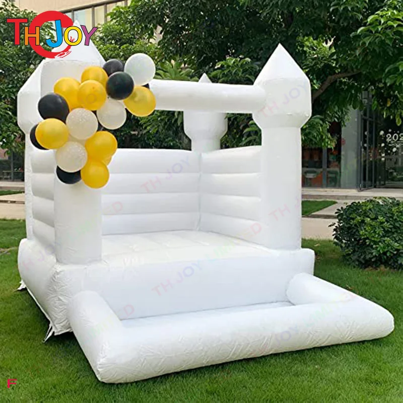 

Inflatables Bounce House Bouncy Castle White Pink Bounce House With Ball Pit For Kids Moonwalk Party Celebration