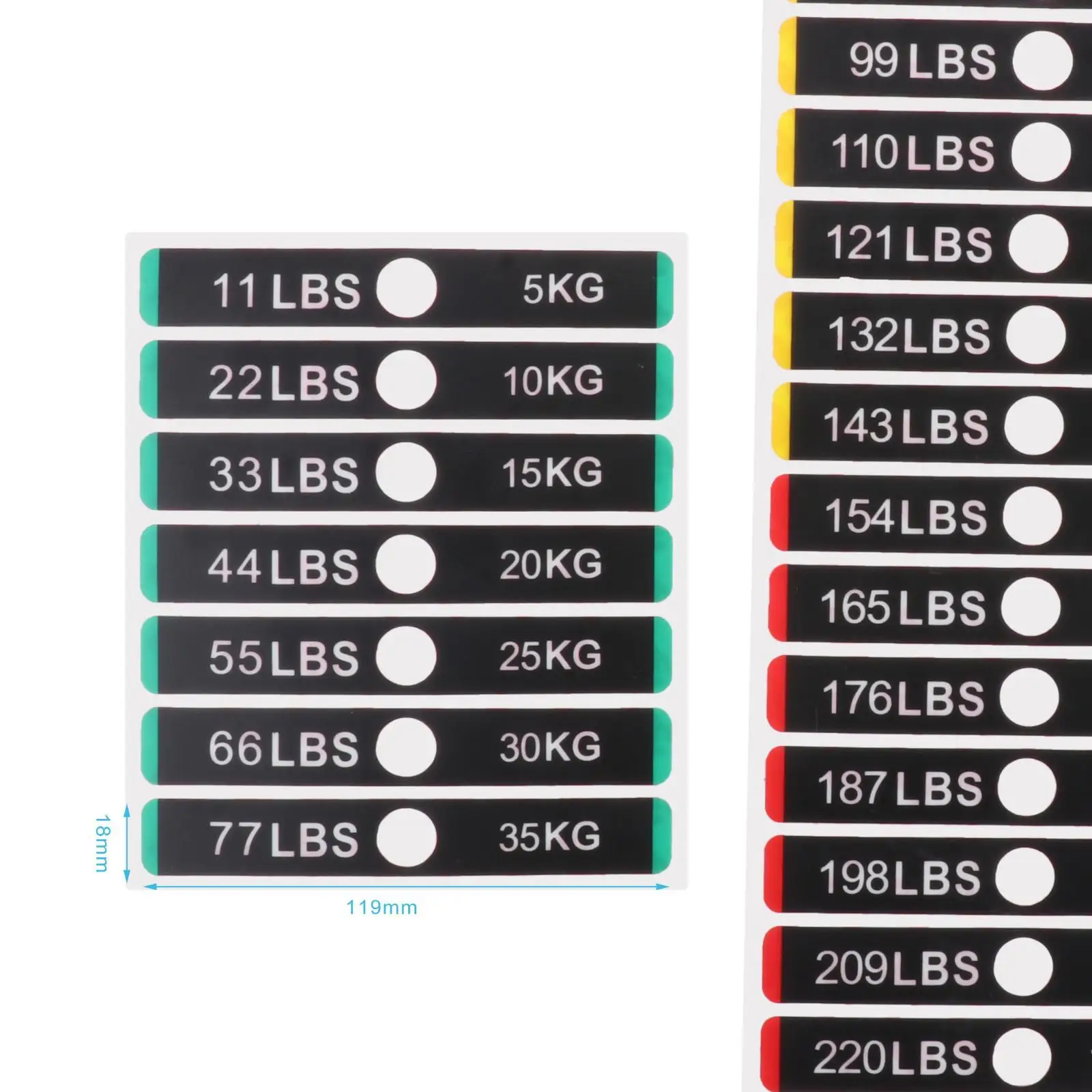 Weight Stack Labels 11lbs to 220Ibs Weighted Block Label Sticker Universal Self Adhesive Weight Stickers Gym Machine Accessories