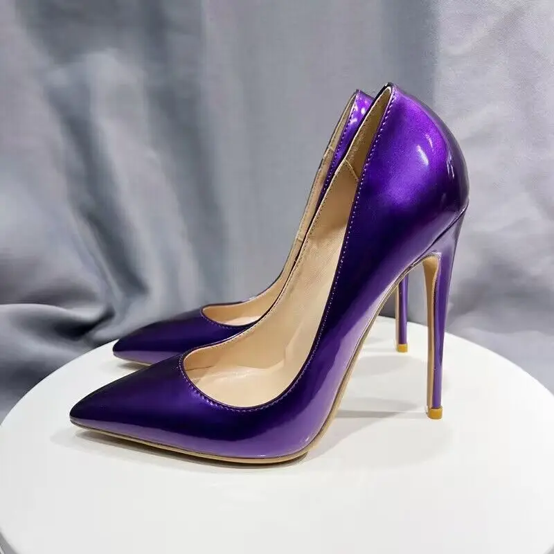 12Cm Purple Women'S High-Heeled Thin High Heels Party Shoes Night Clubs Single Shoes Pointed Toe Shoes Women size 33-45