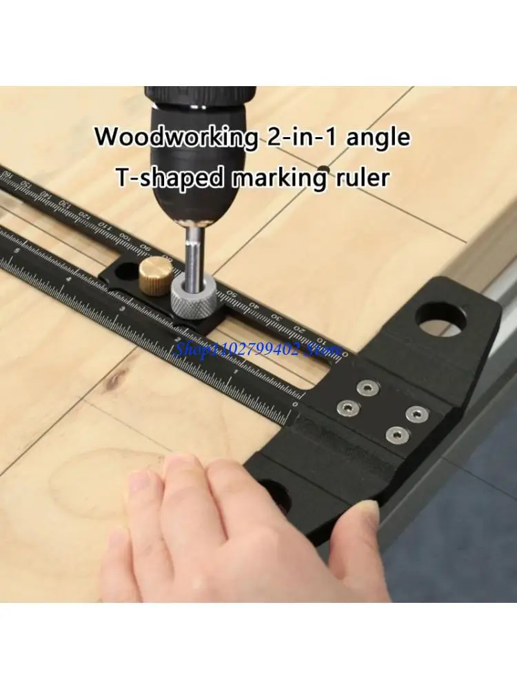 مسطرة T مربعة مطلية باللون الأسود أو الأحمر 547F لتحديد المواقع مسطرة للتخطيطات الدقيقة في مشاريع البناء والحرف #1
