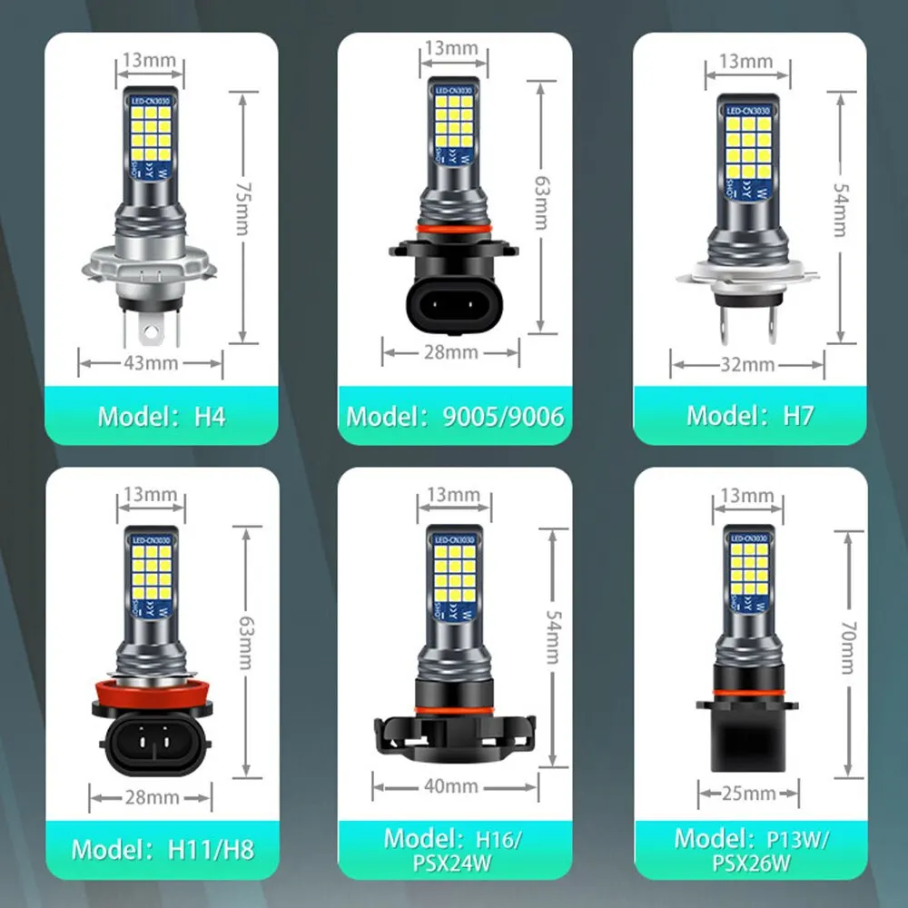 2x h4 h8 h11 led hb4 9006 hb3 9005 h7 3030 24smd 12v weiße nebels chein werfer lampen auto fahr lauflampe