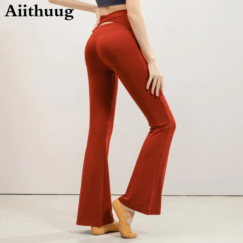 

Aiithuug Lightfleece Flared Yoga Pants Women's High Waist Beauty Back Tight Pant Seamless Breathable Dancing Pilates Gym Legging