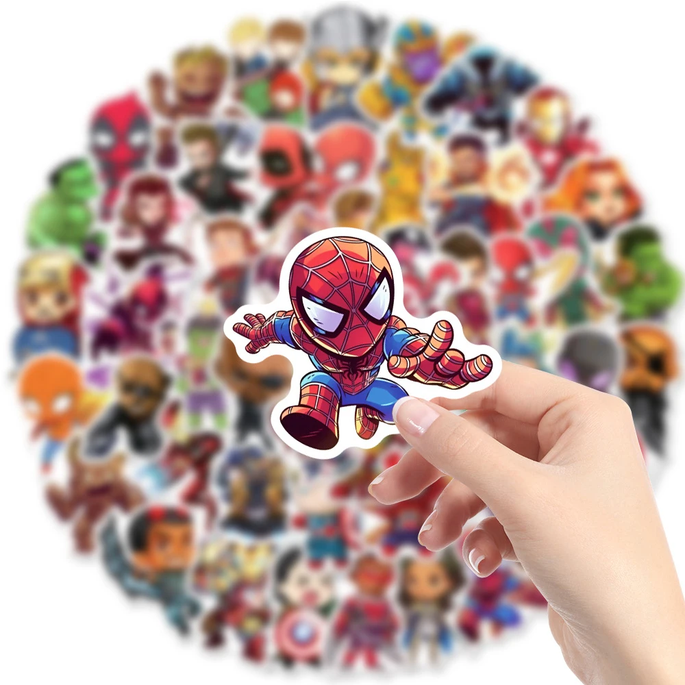 10/30/50pcs Cool Disney Super Hero Cartoon Sticker Anime The Avengers Sticker DIY Phone Skateboard Diary Classic Kids Decals Toy